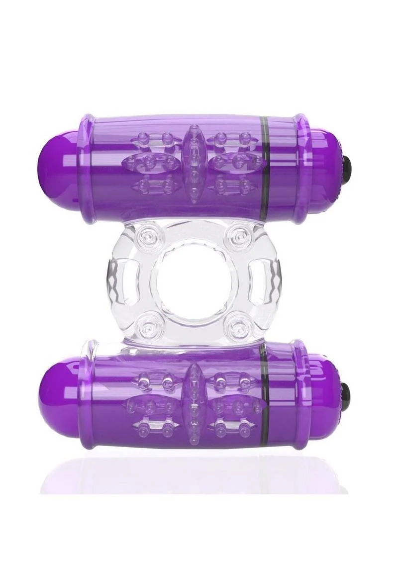 4t Double Wammy Silicone Rechargeable Dual Vibrating Couples Cock Ring - Image 3