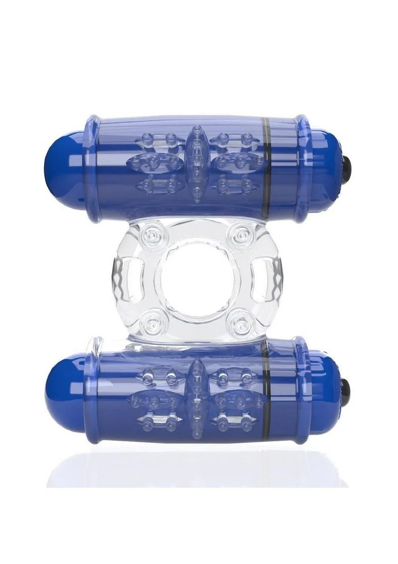 4t Double Wammy Silicone Rechargeable Dual Vibrating Couples Cock Ring - Image 4