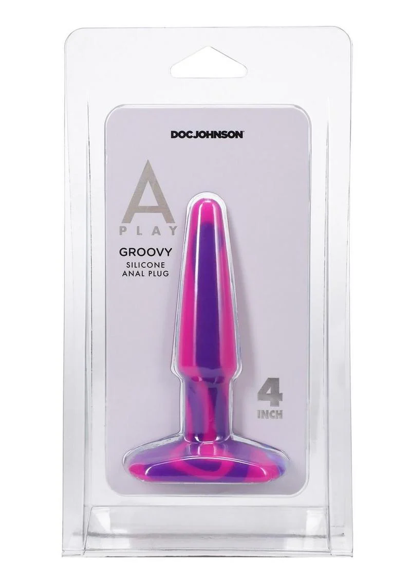 A-Play Groovy Silicone Anal Plug 4in - Fuschia - Image 2