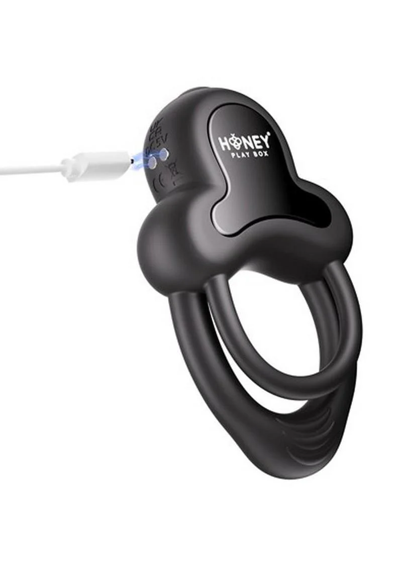 Anello App Control Vibrating Silicone Rechargeable Cock Ring with Clitoral Stimulator - Image 5