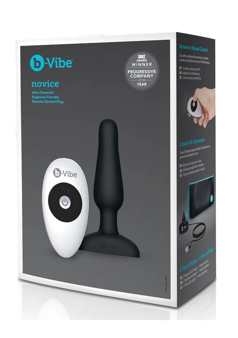 B-Vibe Novice Plug Rechargeable Silicone Anal Plug with Remote Control - Image 2