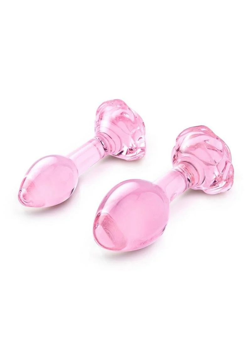 B Vibe Pink Roses Glass Butt Plug Training - Image 3