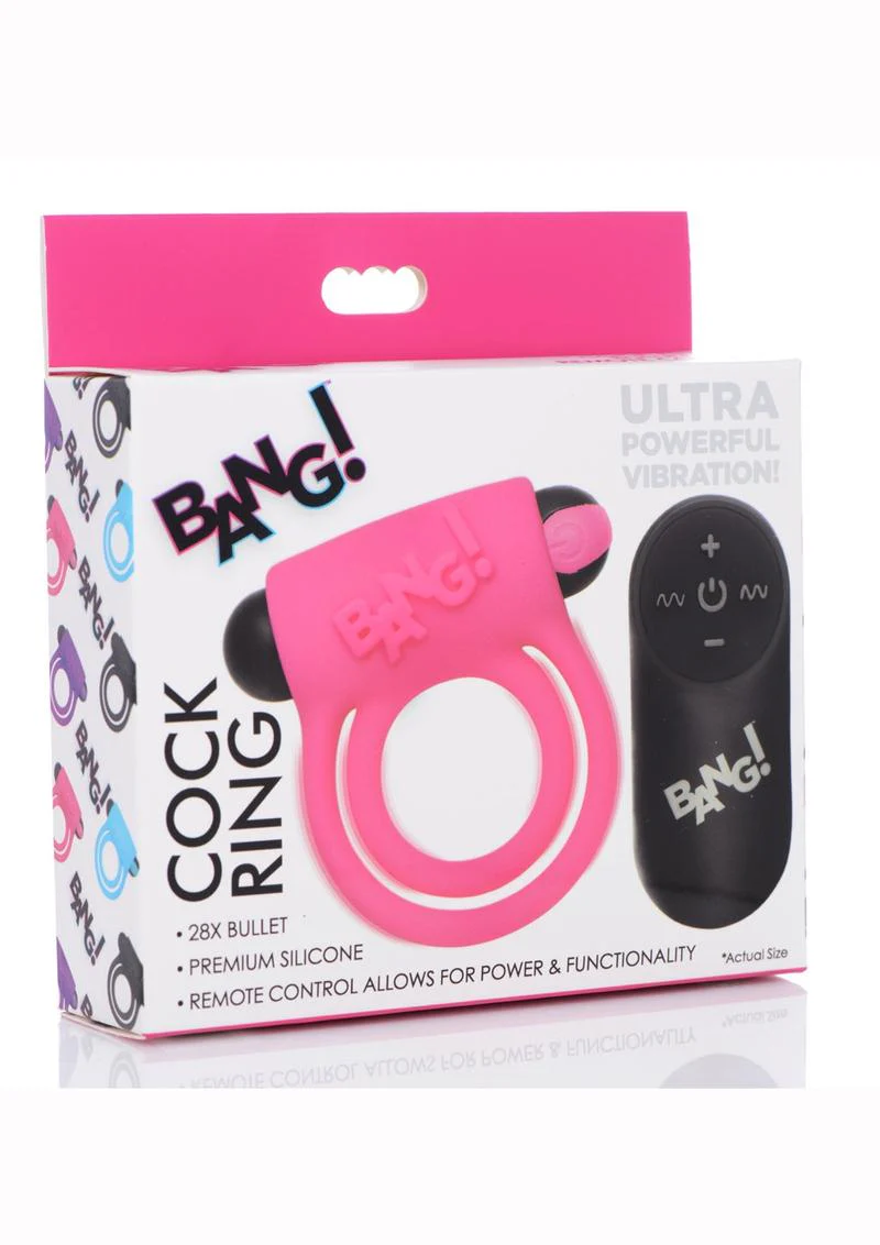 Bang! Silicone Rechargeable Cock Ring and Bullet with Remote Control - Image 11
