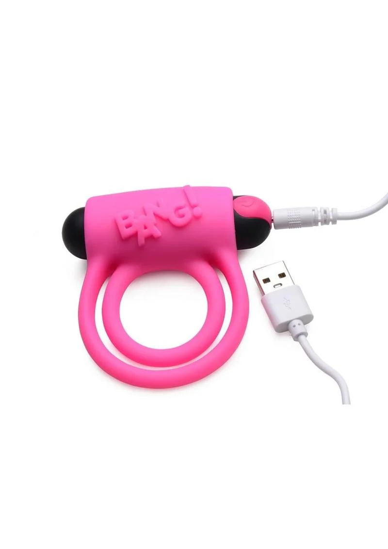 Bang! Silicone Rechargeable Cock Ring and Bullet with Remote Control - Image 12