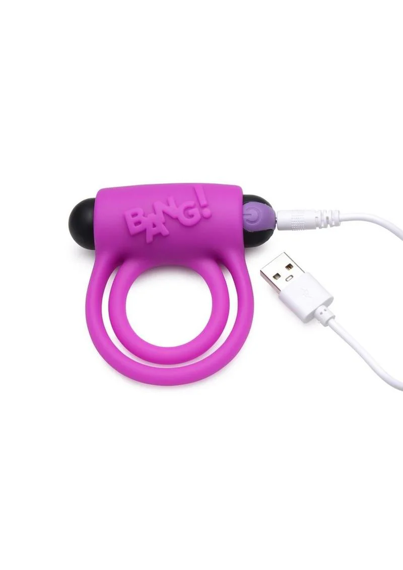 Bang! Silicone Rechargeable Cock Ring and Bullet with Remote Control - Image 15