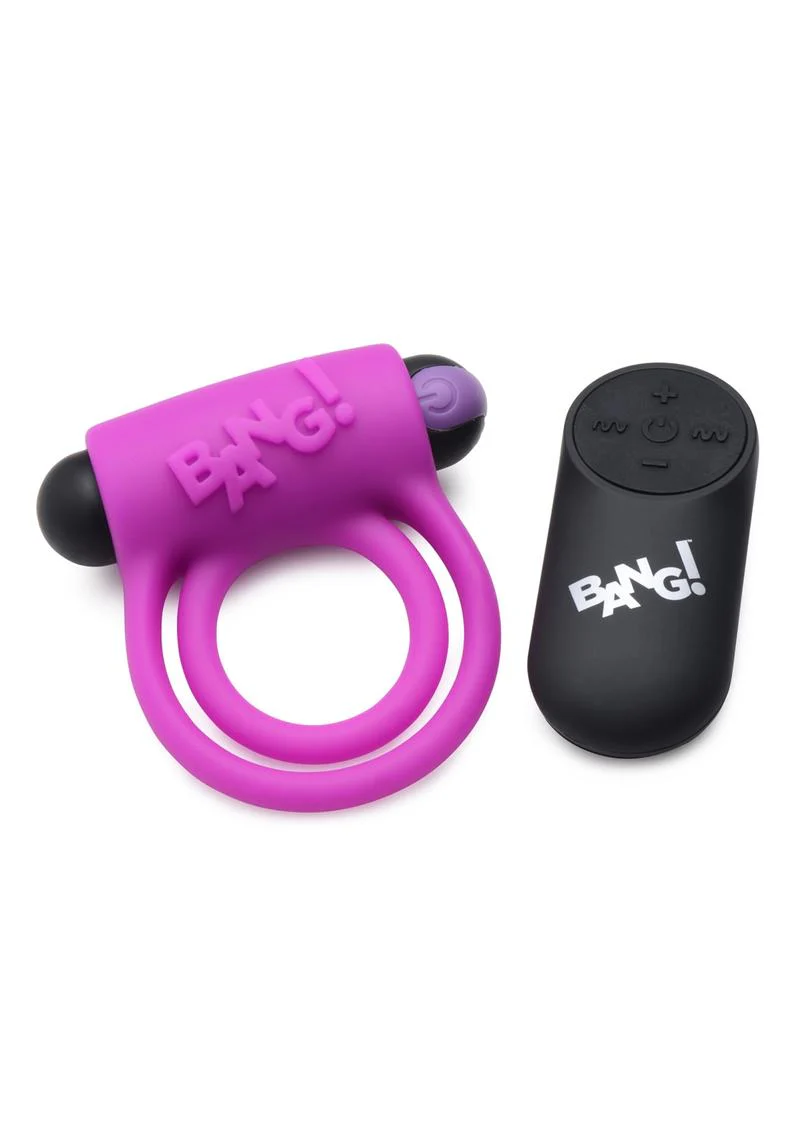 Bang! Silicone Rechargeable Cock Ring and Bullet with Remote Control - Image 4