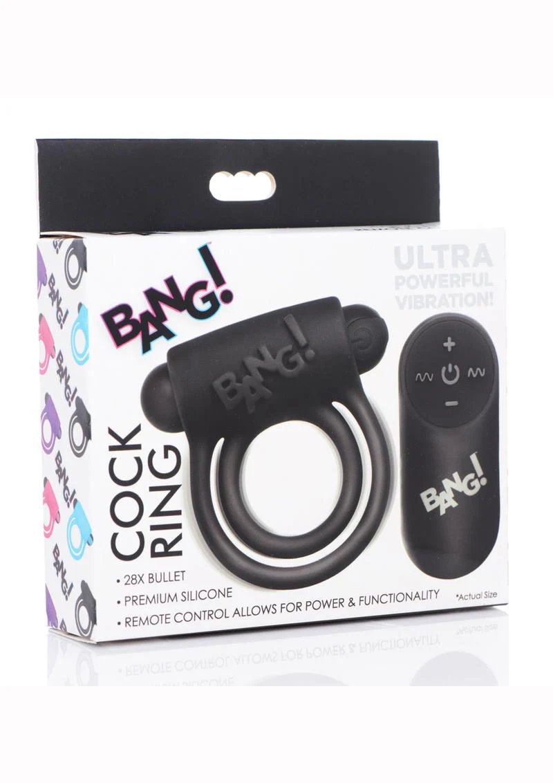 Bang! Silicone Rechargeable Cock Ring and Bullet with Remote Control - Image 5