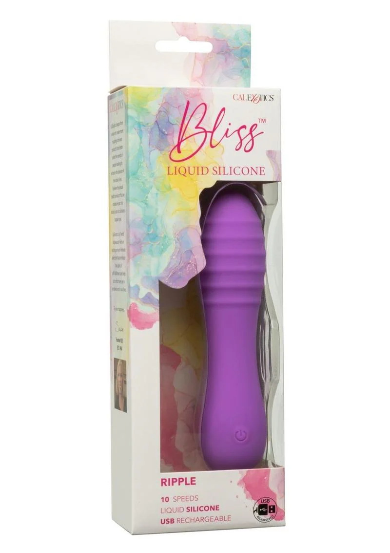 Bliss Liquid Silicone Ripple Rechargeable Vibrator with Clitoral Stimulator - Image 2