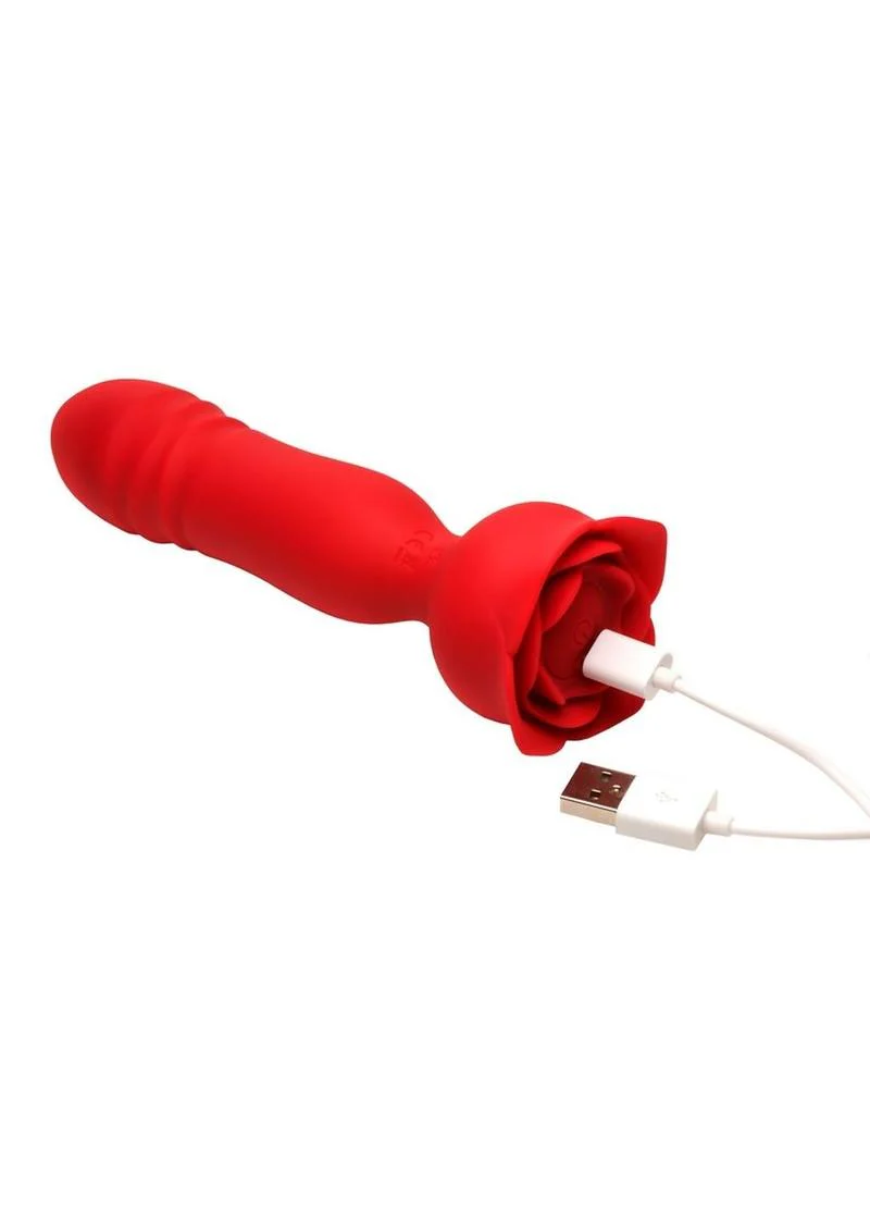 Bloomgasm Rose Delight Rechargeable Silicone Thrusting Vibrator - Image 3