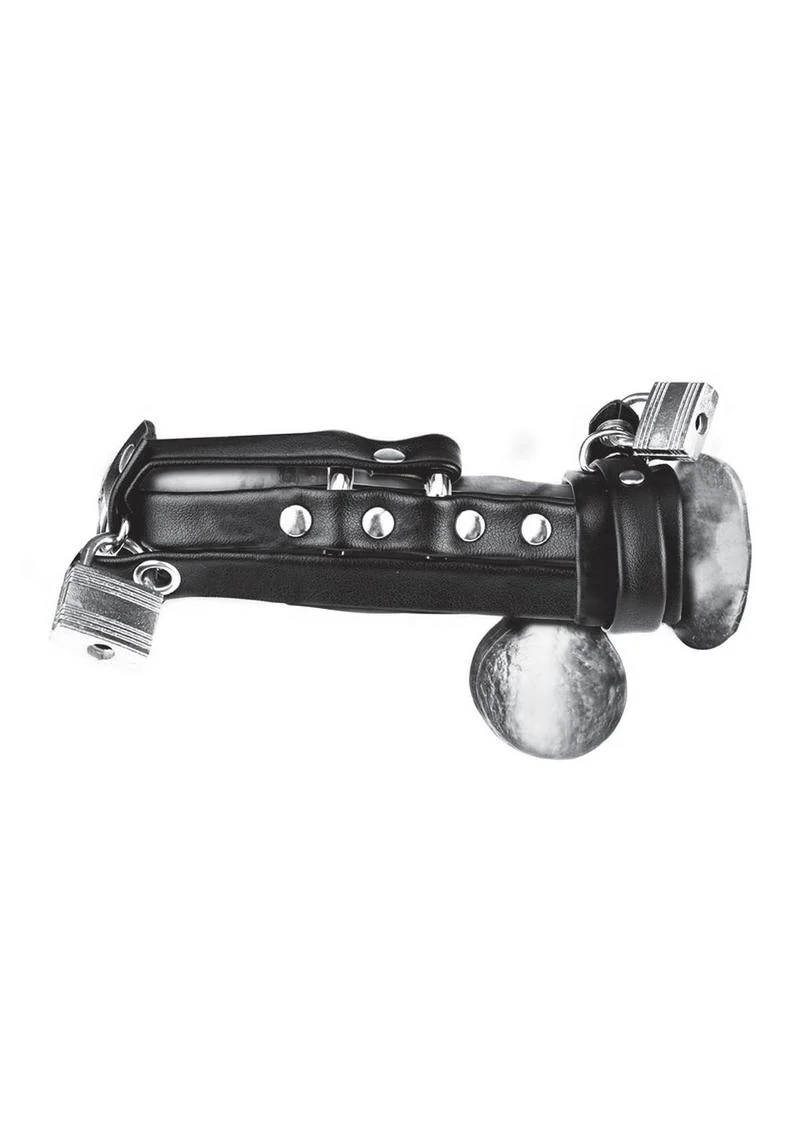 Blue Line C and B Gear Gimp Cock Locking Chastity Sheath with Metal Double Cock Ring - Image 3
