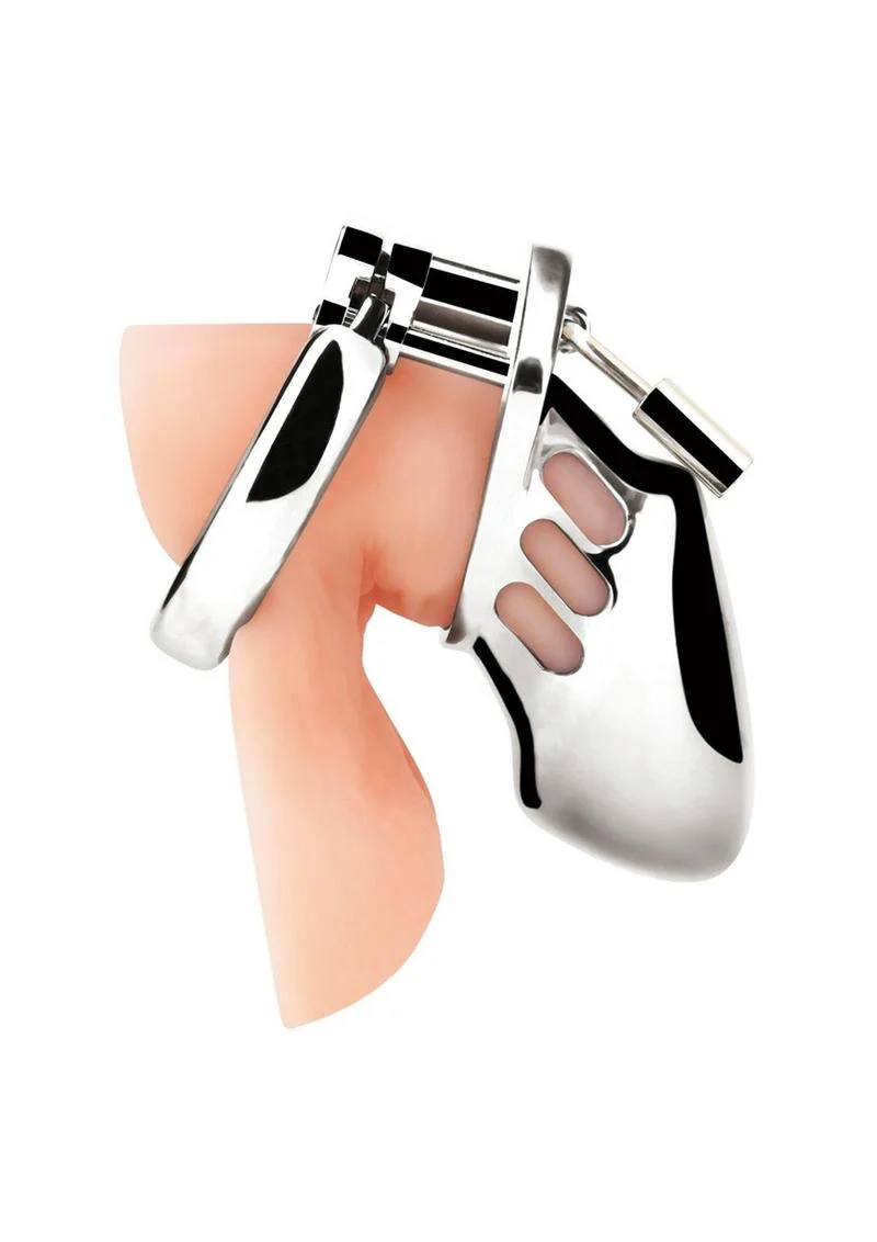 Blue Line Cock Humiliation Chastity Cage Small 2.75in - Stainless - Image 3