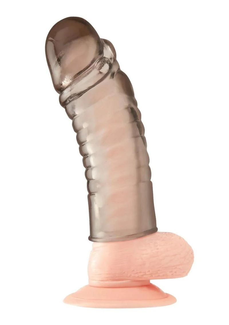 Blue Line Ribbed Realistic Penis Enhancing Sleeve Extension - Image 3
