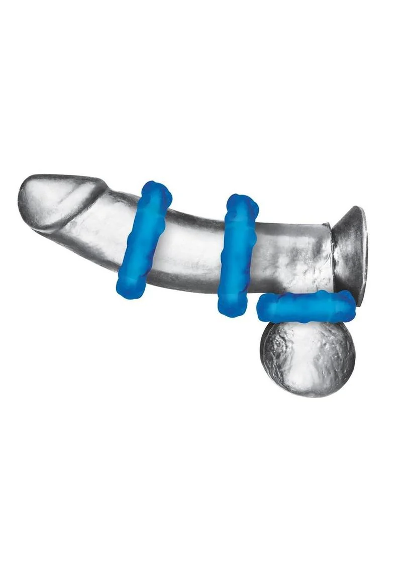Blue Line Ribbed Rider Cock Ring - Image 3