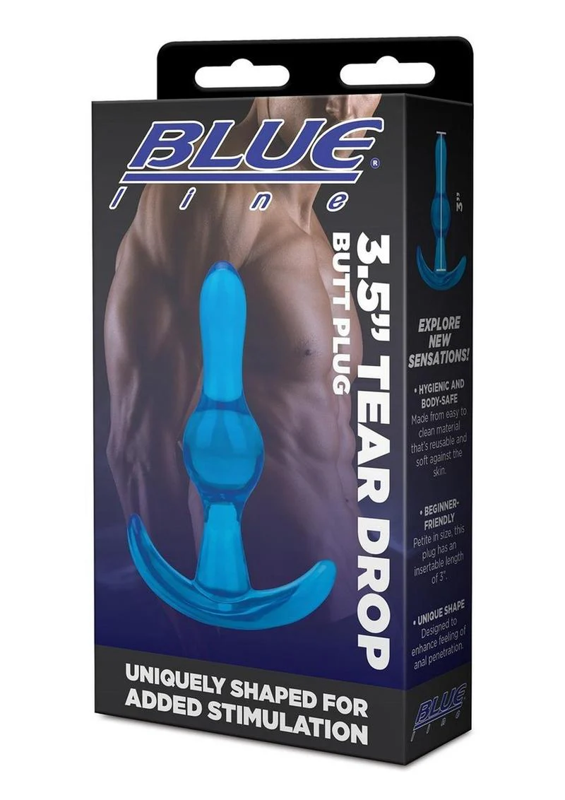 Blue Line Tear Drop Butt Plug - Image 2