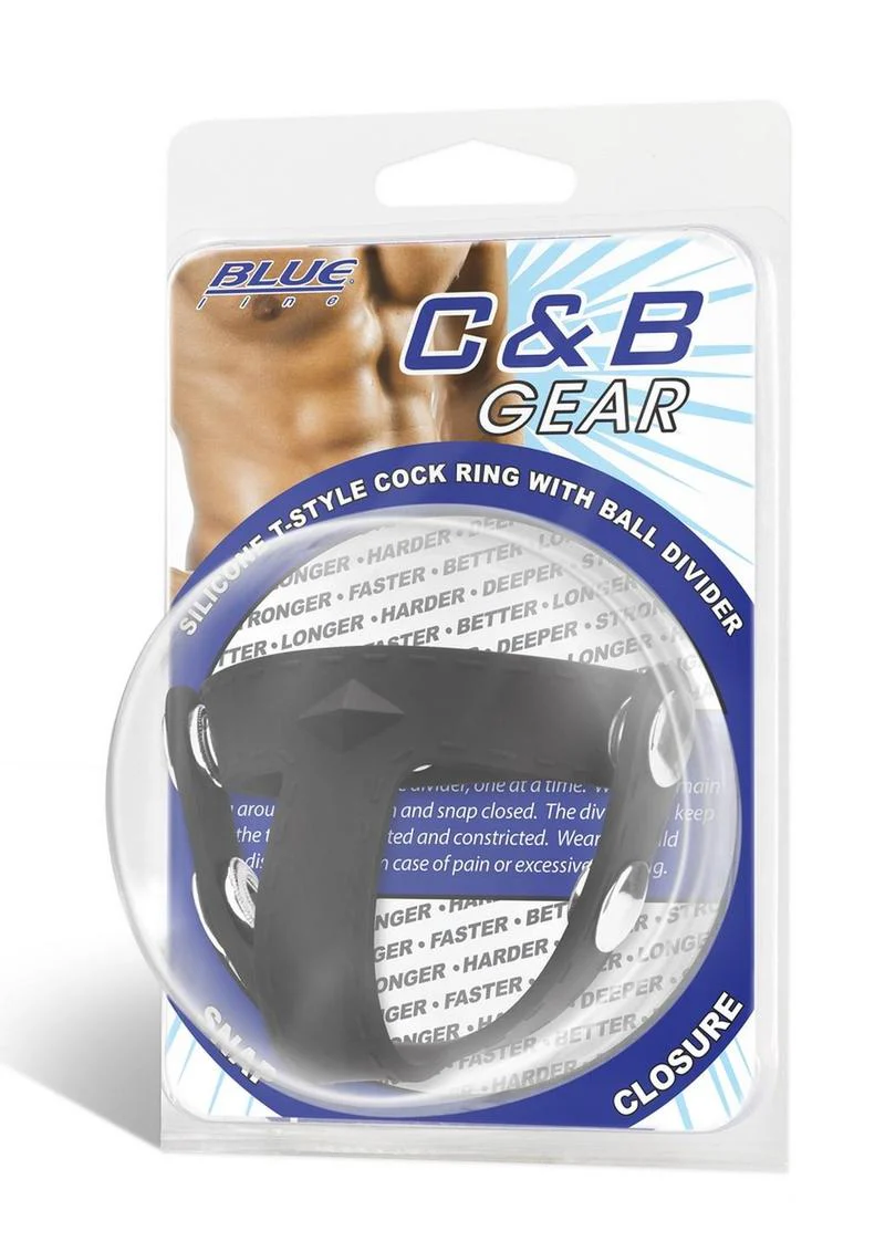 Blueline Silicone T-Style Cock Ring with Ball Divider - Image 2