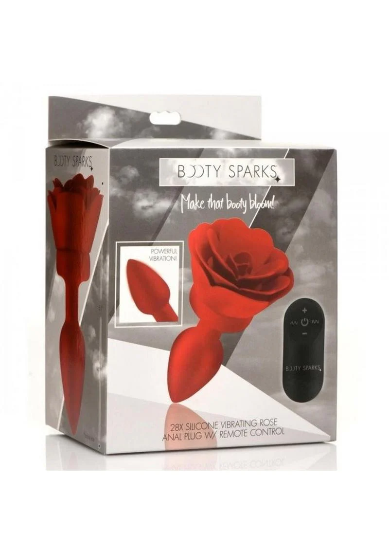 Booty Sparks 28x Rechargeable Silicone Vibrating Rose Anal Plug with Remote Control - Image 10