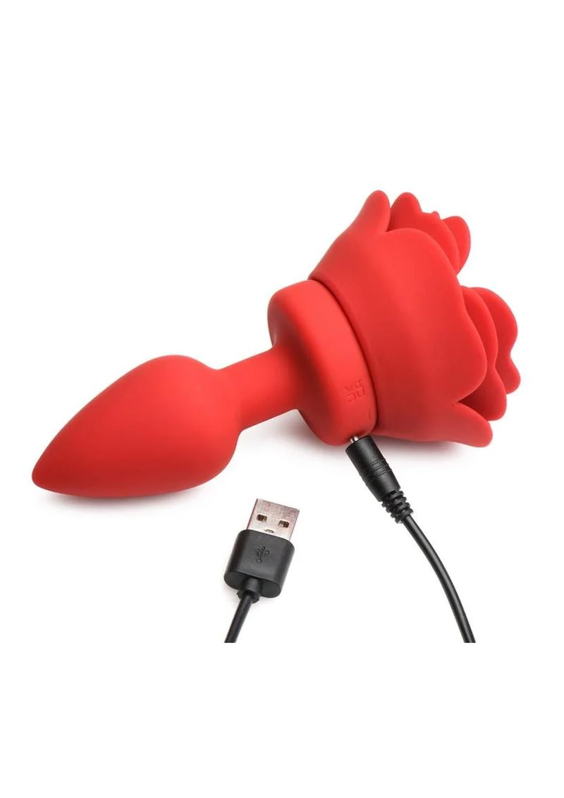 Booty Sparks 28x Rechargeable Silicone Vibrating Rose Anal Plug with Remote Control - Image 12