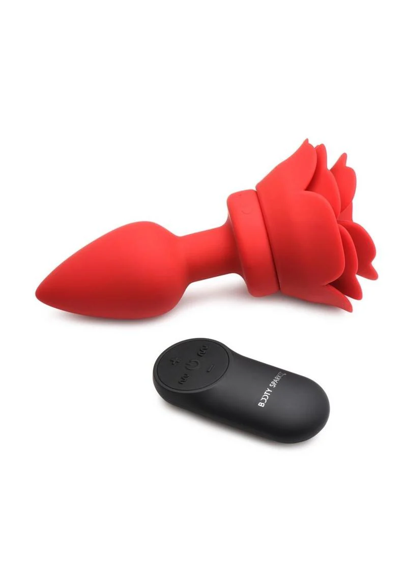 Booty Sparks 28x Rechargeable Silicone Vibrating Rose Anal Plug with Remote Control - Image 2