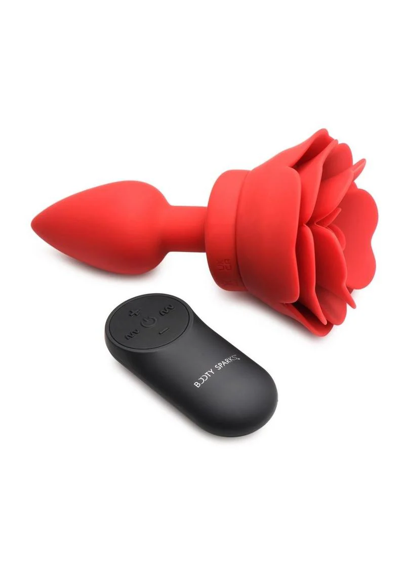 Booty Sparks 28x Rechargeable Silicone Vibrating Rose Anal Plug with Remote Control - Image 3