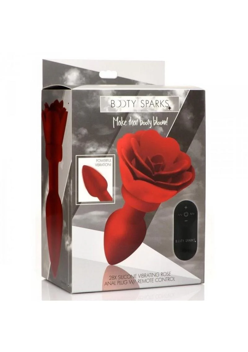 Booty Sparks 28x Rechargeable Silicone Vibrating Rose Anal Plug with Remote Control - Image 4