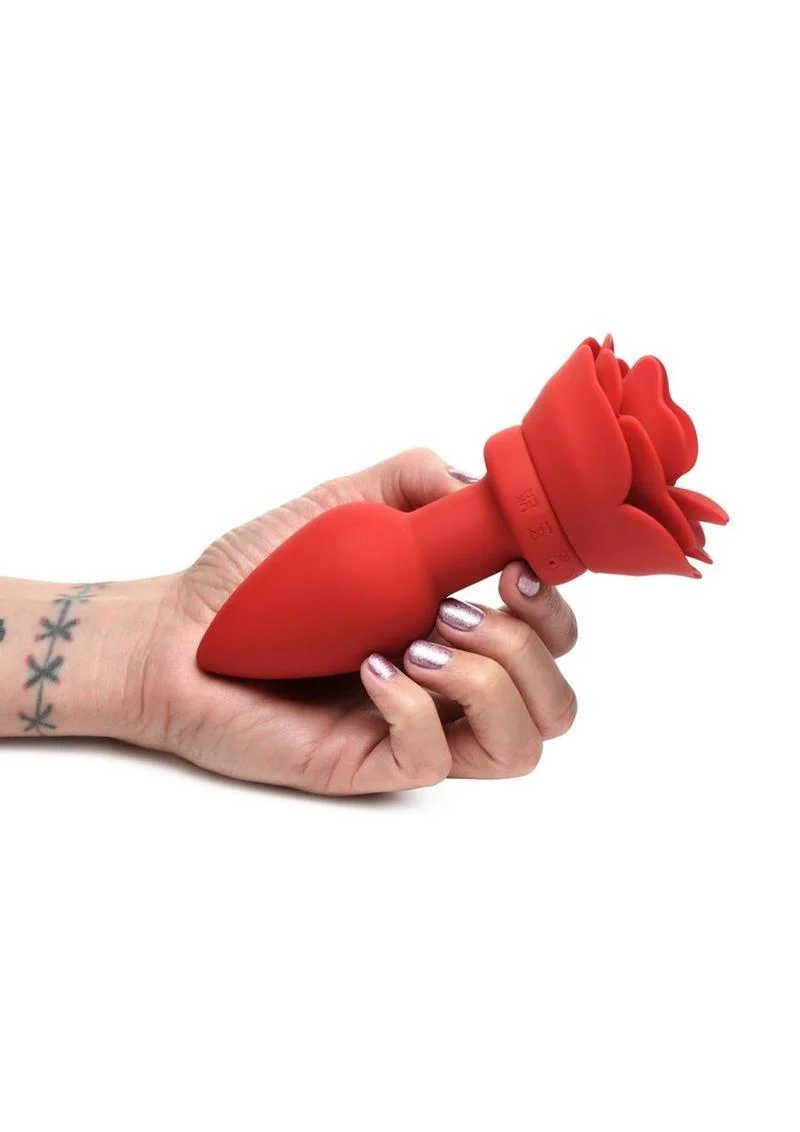 Booty Sparks 28x Rechargeable Silicone Vibrating Rose Anal Plug with Remote Control - Image 5