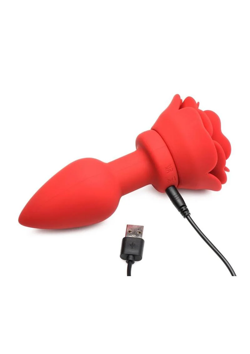 Booty Sparks 28x Rechargeable Silicone Vibrating Rose Anal Plug with Remote Control - Image 6