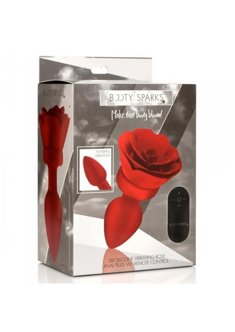Booty Sparks 28x Rechargeable Silicone Vibrating Rose Anal Plug with Remote Control - Image 7