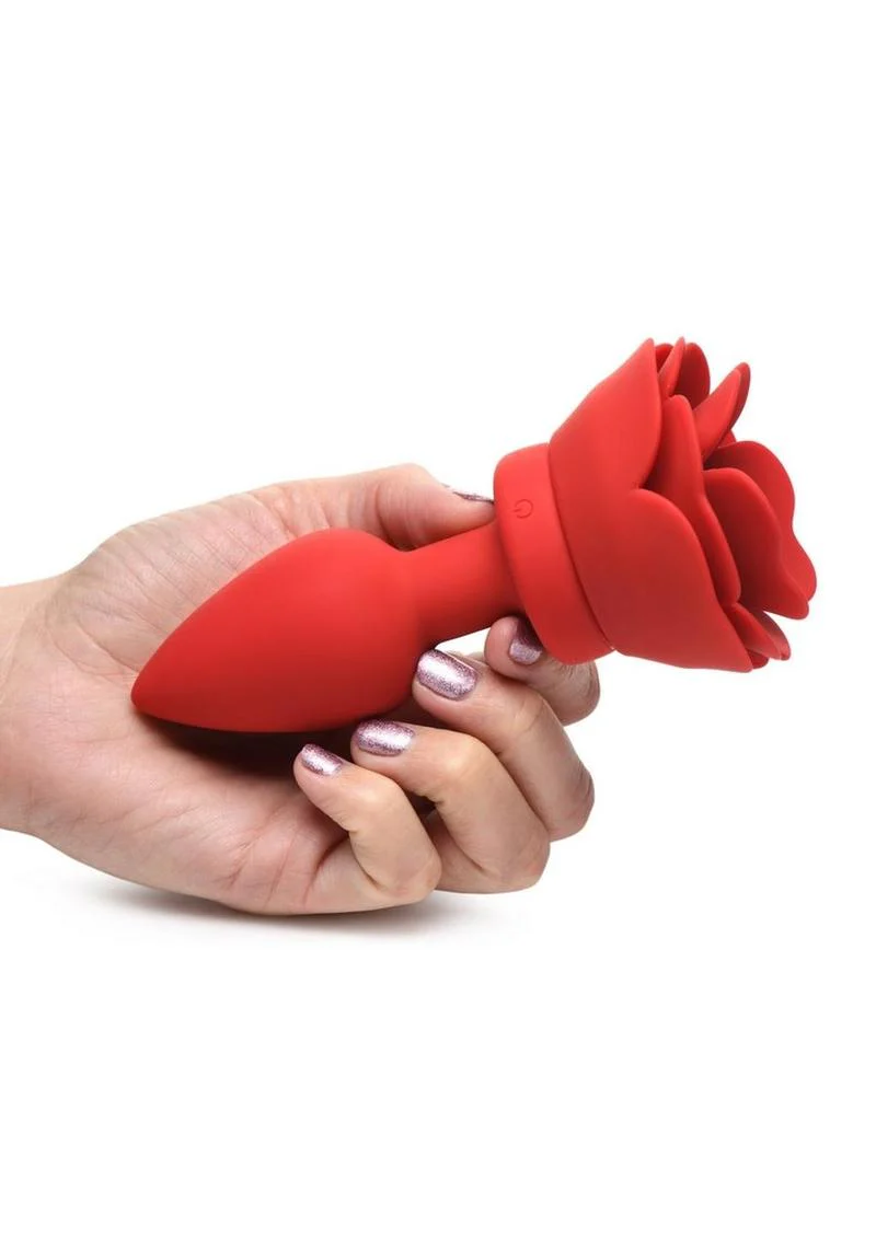 Booty Sparks 28x Rechargeable Silicone Vibrating Rose Anal Plug with Remote Control - Image 8