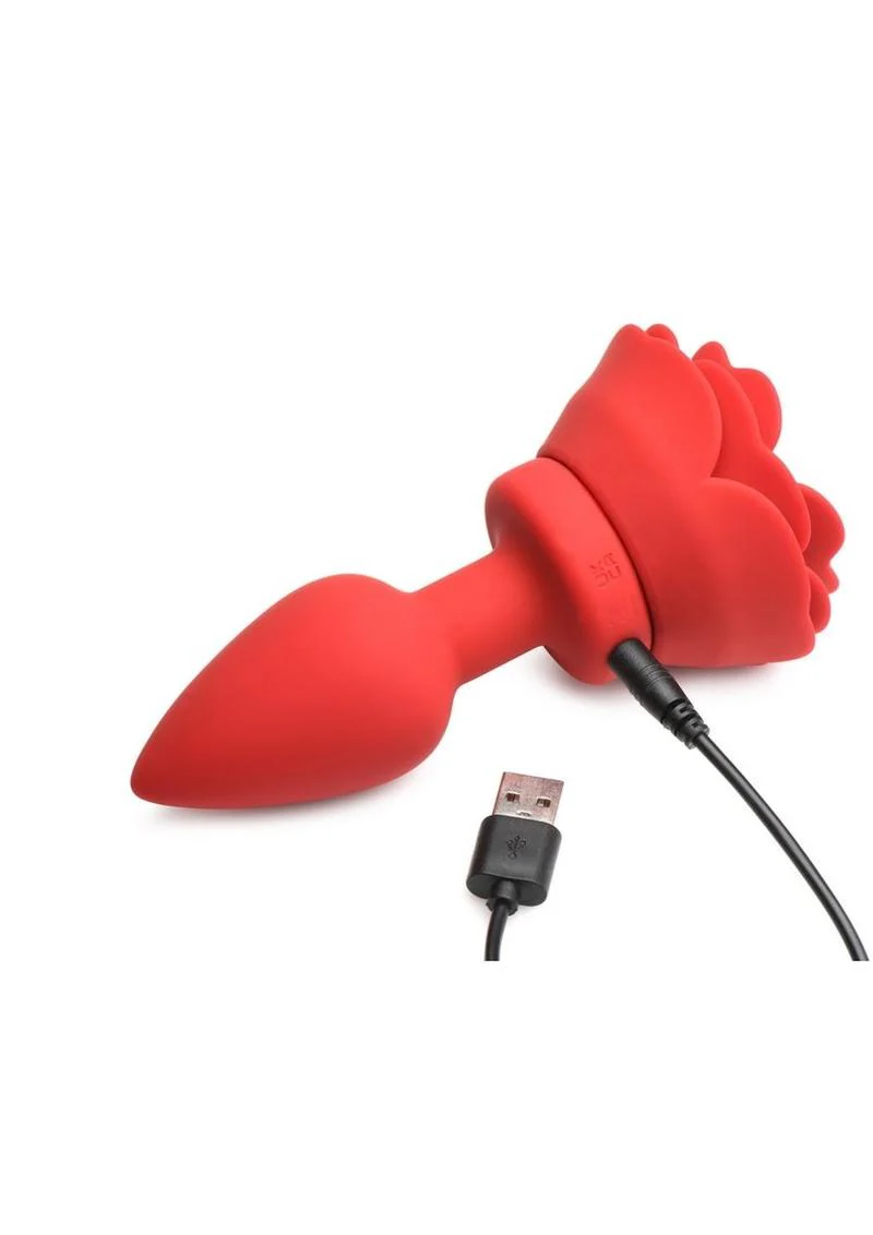 Booty Sparks 28x Rechargeable Silicone Vibrating Rose Anal Plug with Remote Control - Image 9