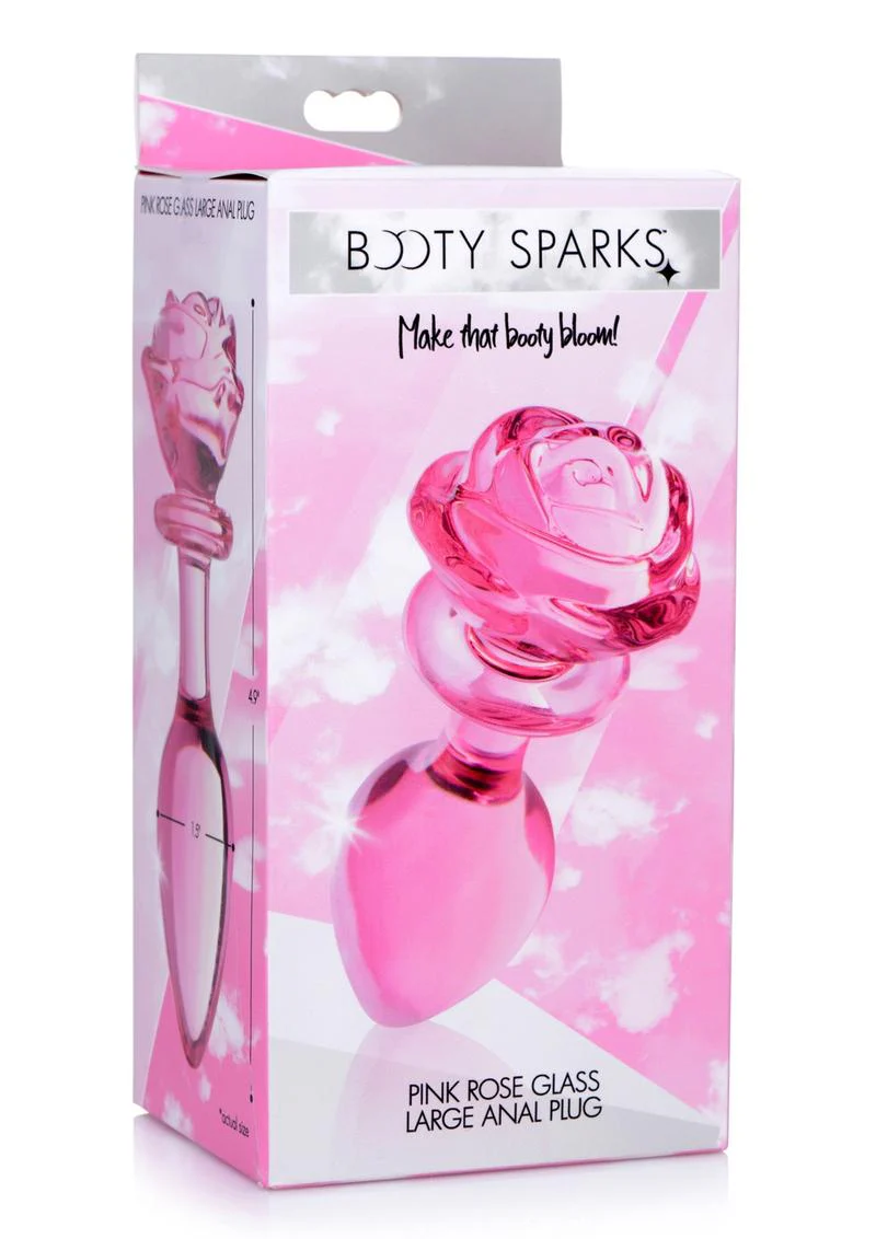 Booty Sparks Pink Rose Glass Anal Plug - Image 4