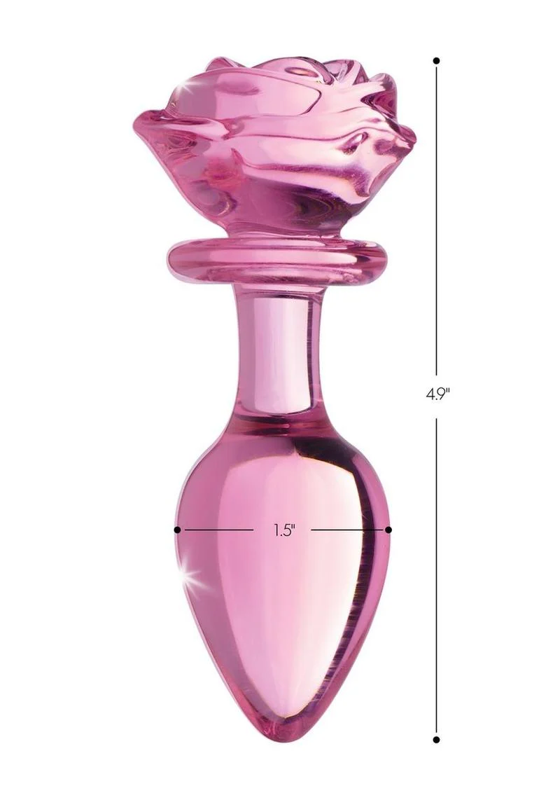 Booty Sparks Pink Rose Glass Anal Plug - Image 5