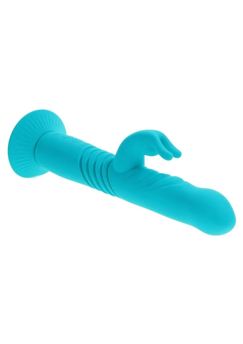 Bunny Hop Rechargeable Silicone Throbbing Rabbit Vibrator - Image 3