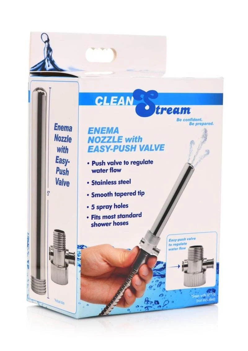 Cleanstream Enema Nozzle Stainless Steel with Push Valve - Image 2