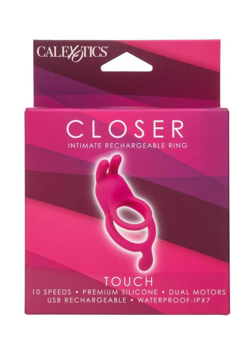 Closer Intimate Rechargeable Ring Touch Silicone Dual Vibe Cock Ring with Clitoral Stimulator - Image 2