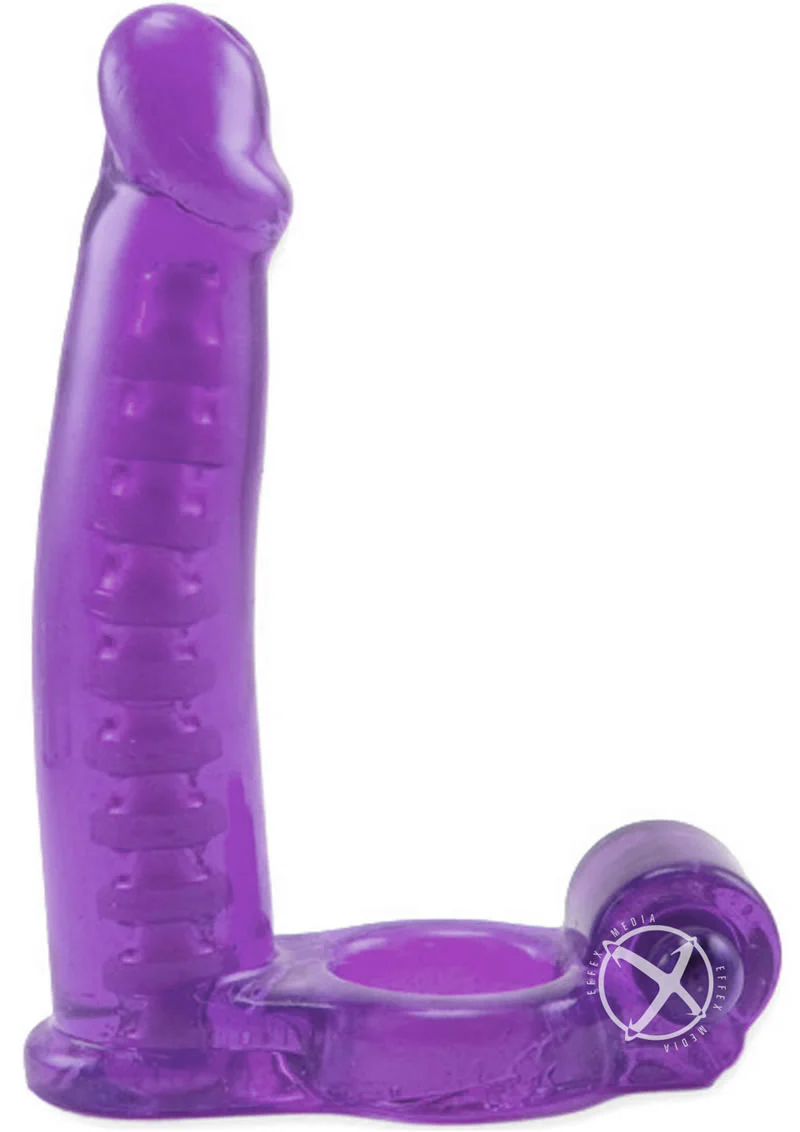 Double Penetrator Vibrating Cock Ring with Bendable Dildo - Image 2