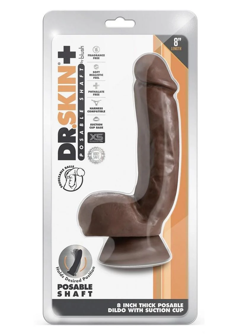 Dr. Skin Plus Thick Posable Dildo with Squeezable Balls - Image 3