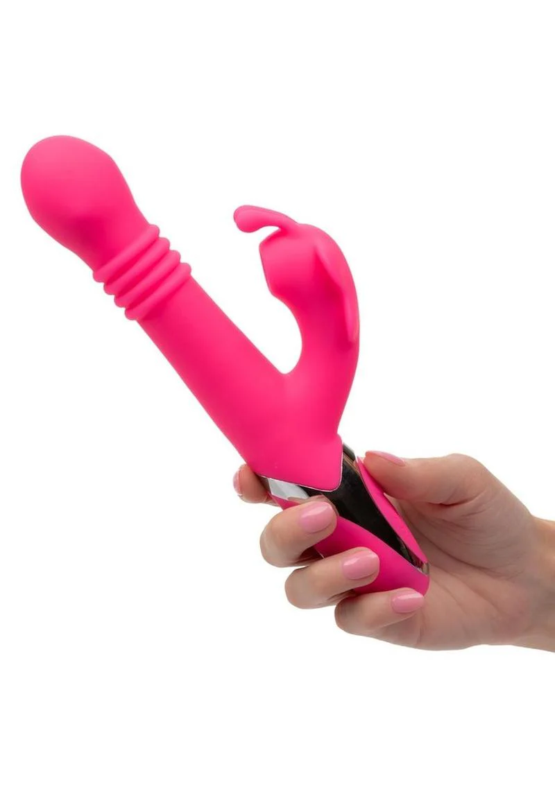 Enchanted Kissing Butterfly Rechargeable Silicone Thrusting and Rotating Vibrator with Clitoral Stimulator - Image 4