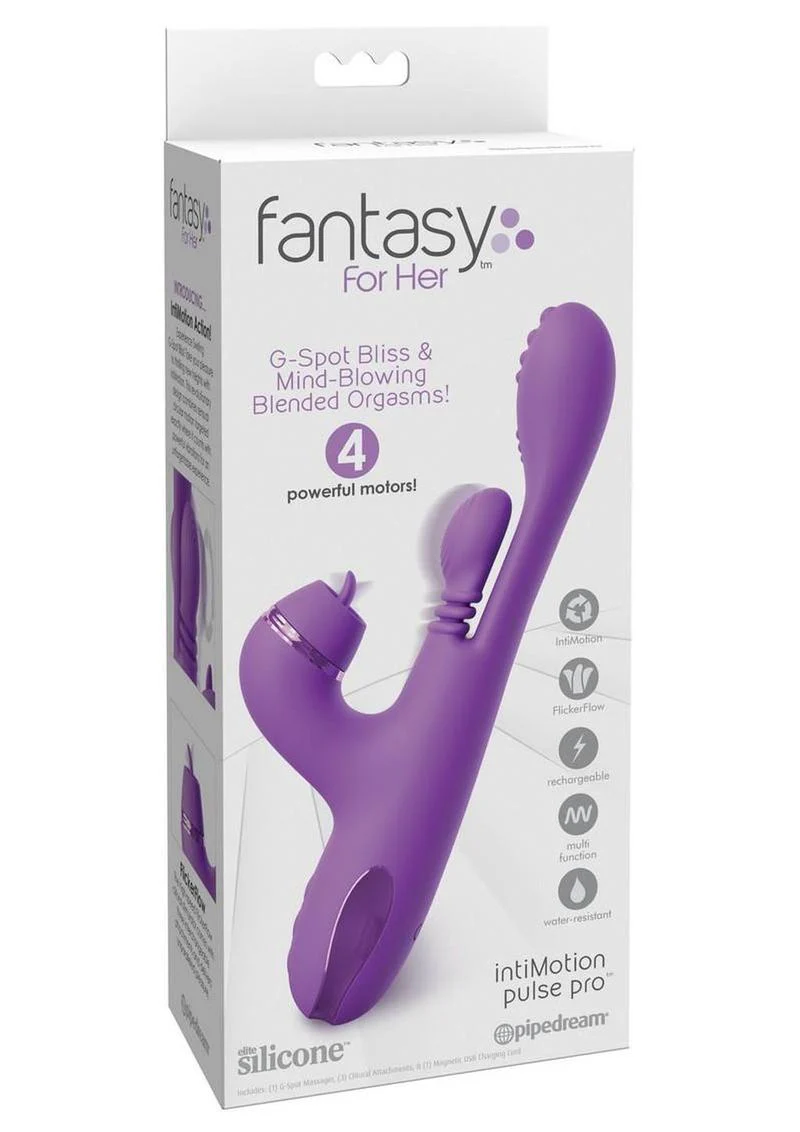Fantasy For Her Intimotion Pulse Pro Rechargeable Silicone Vibrator with A Clitoral Stimulator - Image 2