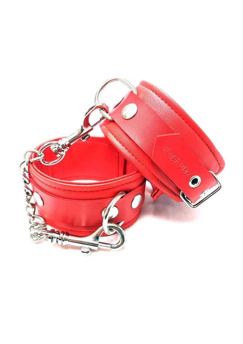 Fetish Play Wrist Cuffs Vegan Leather - Image 3