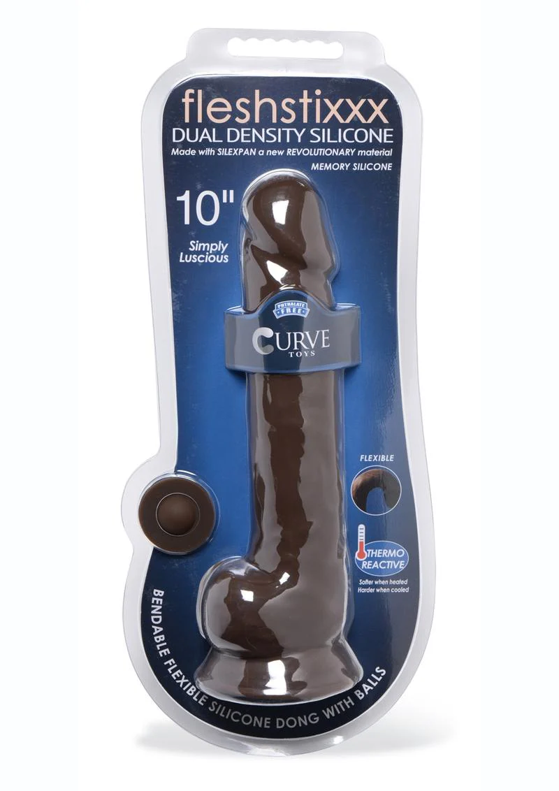 Fleshstixxx Dual Density Silicone Bendable Dong with Balls - Image 12