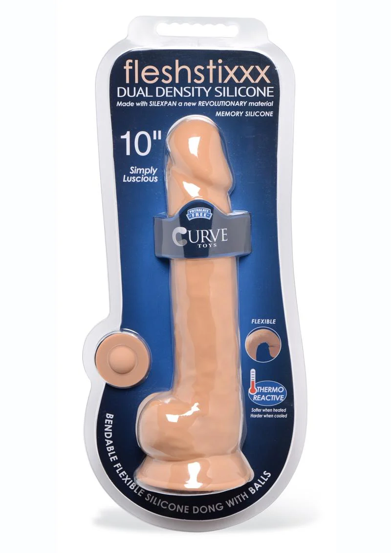 Fleshstixxx Dual Density Silicone Bendable Dong with Balls - Image 9