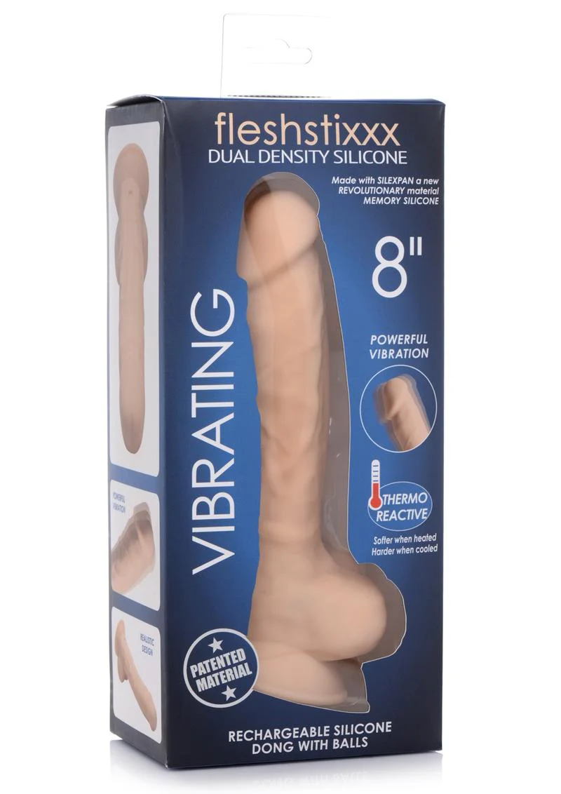 Fleshstixxx Silicone Rechargeable Vibrating Dong with Balls - Image 8