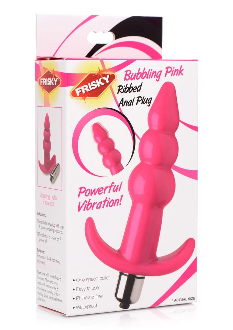 Frisky Bubbling Pink Ribbed Anal Plug - Image 2