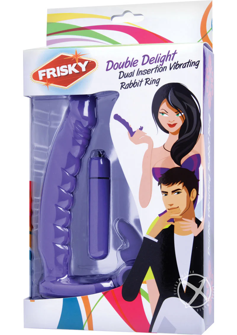 Frisky Double Delight Dual Penetration Vibrating Rabbit C-Ring - Image 2