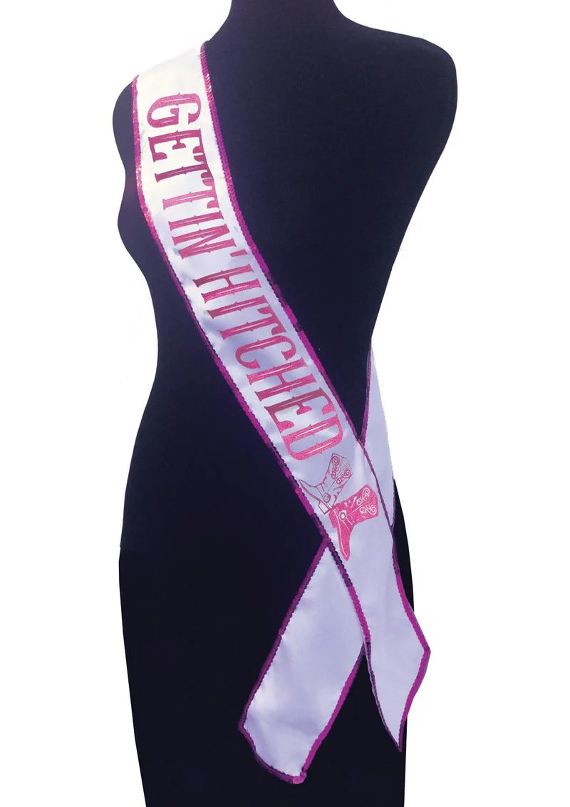 Gettin Hitched Bride Party Sash Glitter