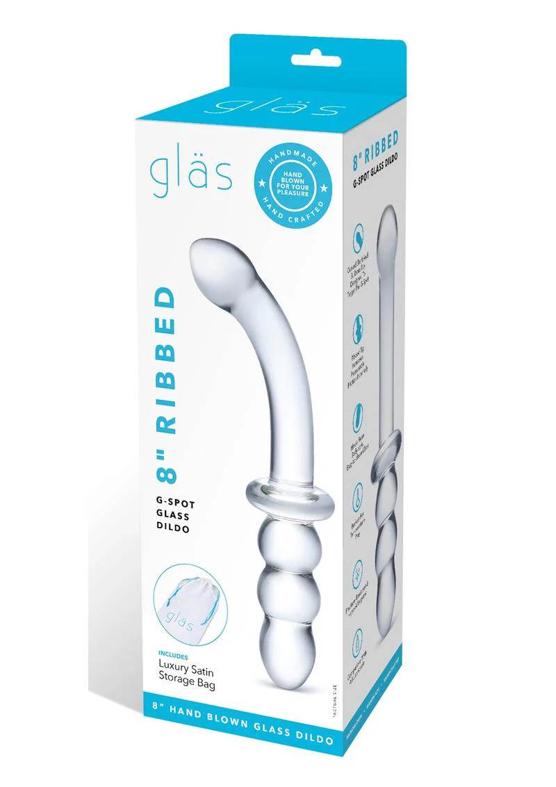 Glas Ribbed G-Spot Glass Dildo - Image 2