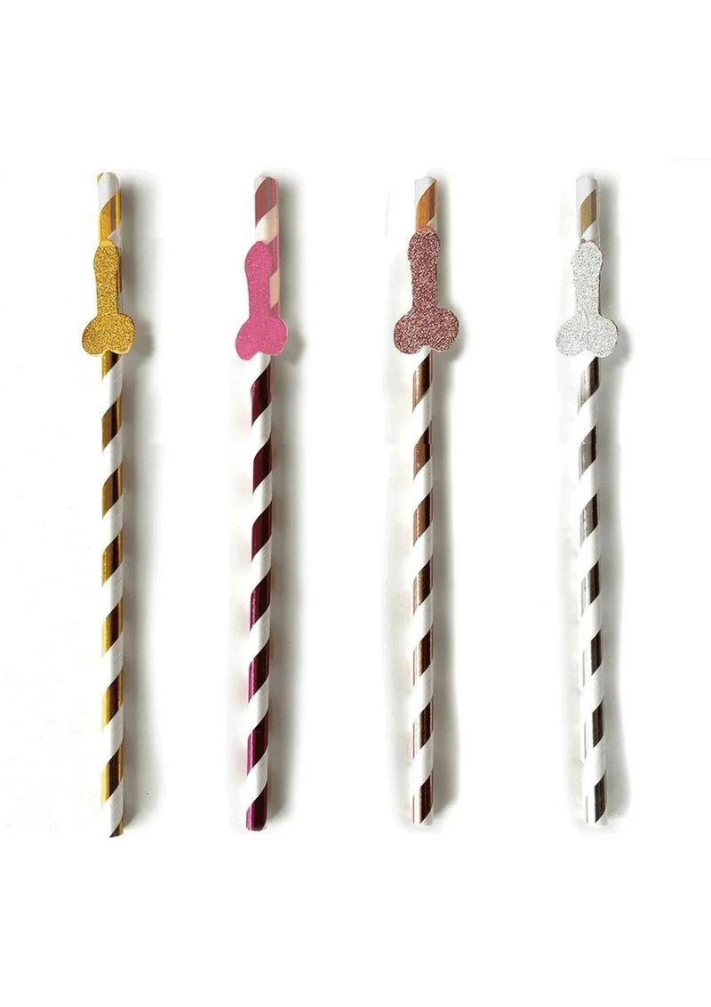 Glitterati Penis Party Tall Celebration Straws