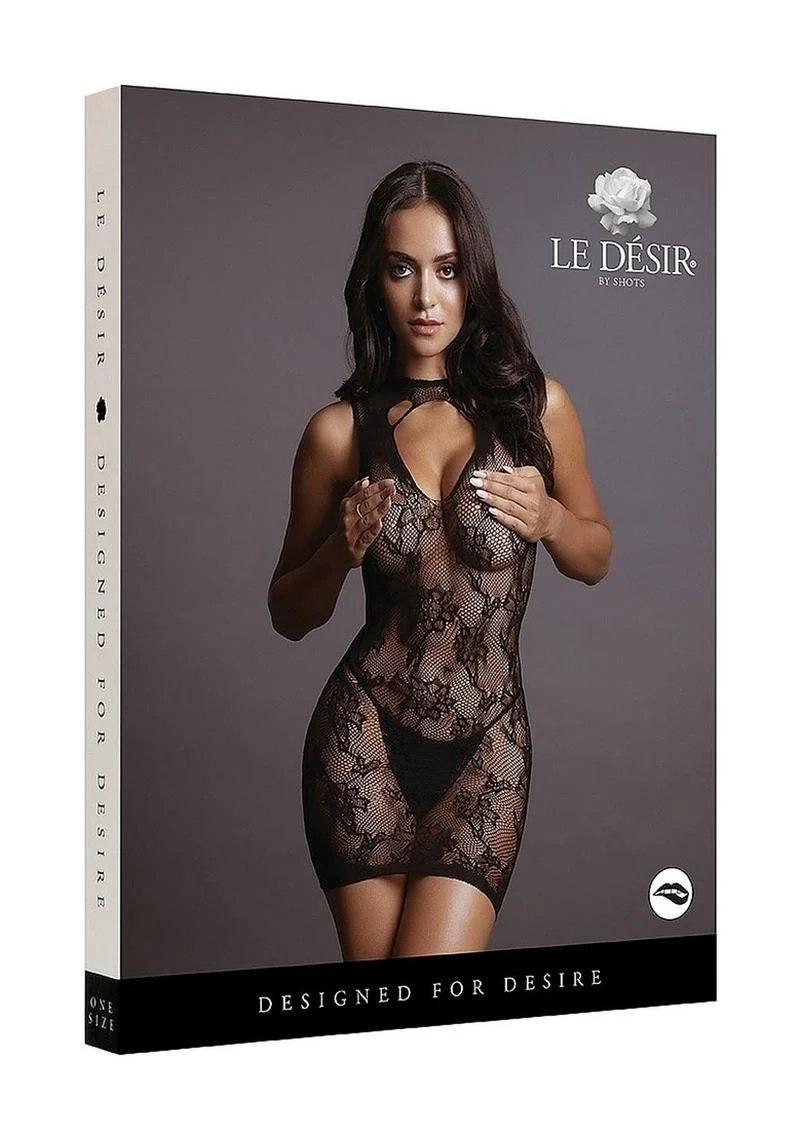 High Neck Lace Mini Dress - Image 2