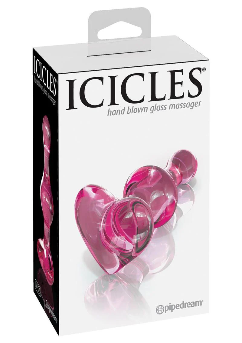 Icicles No 75 Beaded Heart Shaped Glass Anal Plug - Image 3
