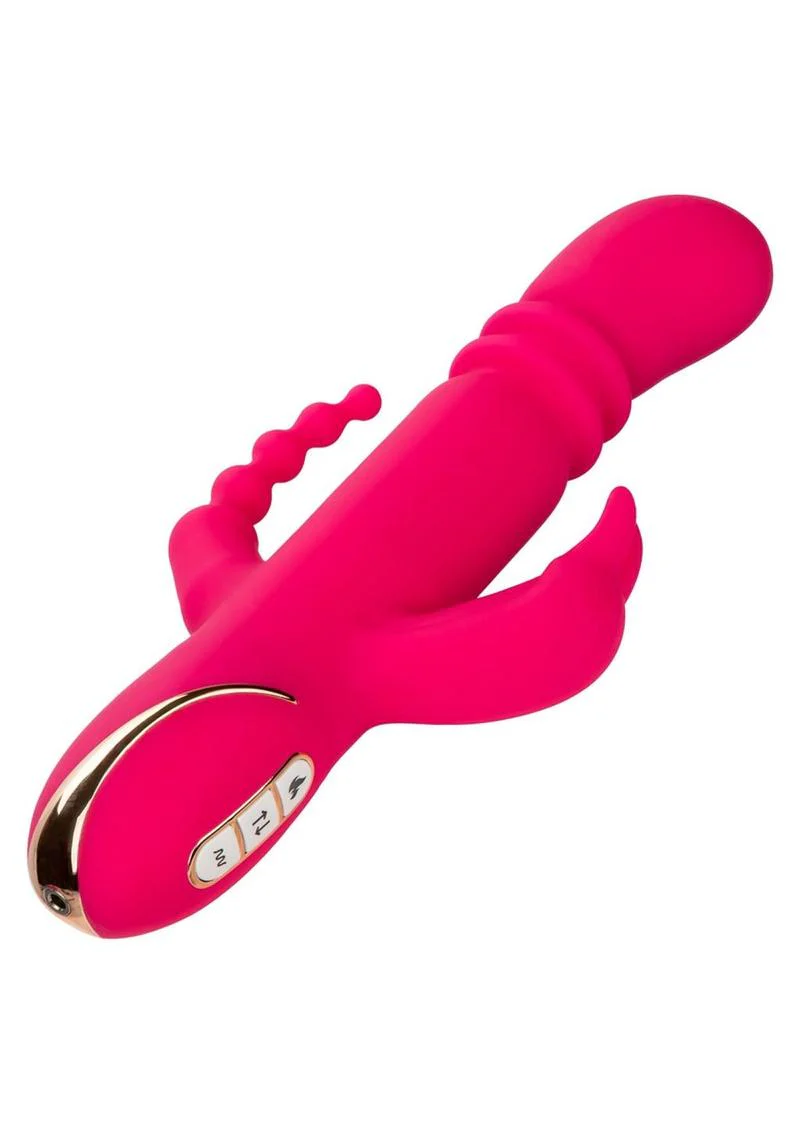 Jack Rabbit Signature Heated Rechargeable Silicone Triple Fantasy Rabbit Vibrator - Image 3